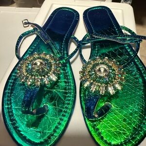 Elegant Blue and Green Women's Sandals